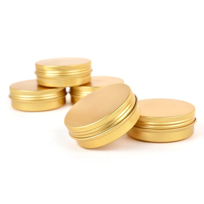 LIYAR 2oz 60ml Metal Storage Tins  Aluminum 2 oz Tins Jars Round Tin Containers  Empty Salve Jars Screw Top Tin Cans for Store Spices Candies Tea or Gift Giving Gold(Pack of 14) - Image 2